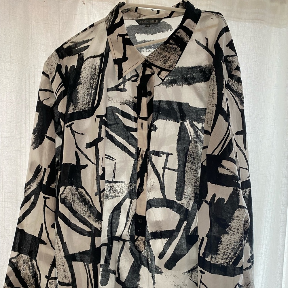 Black and white cotton dress shirt